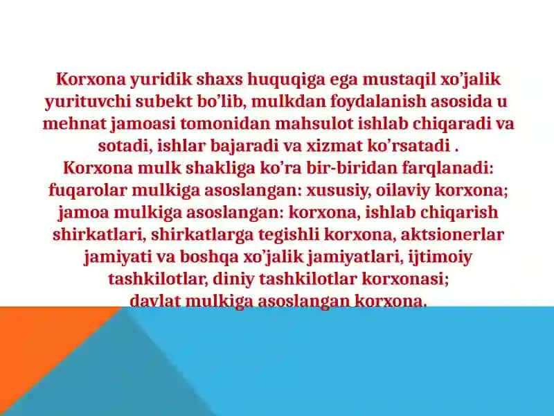 KORXONA FAOLIYATINI BOSHQARISH ASOSLARI 3