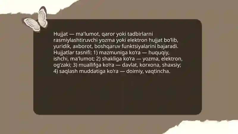 Hujjat turlari va xususiyatlari 3