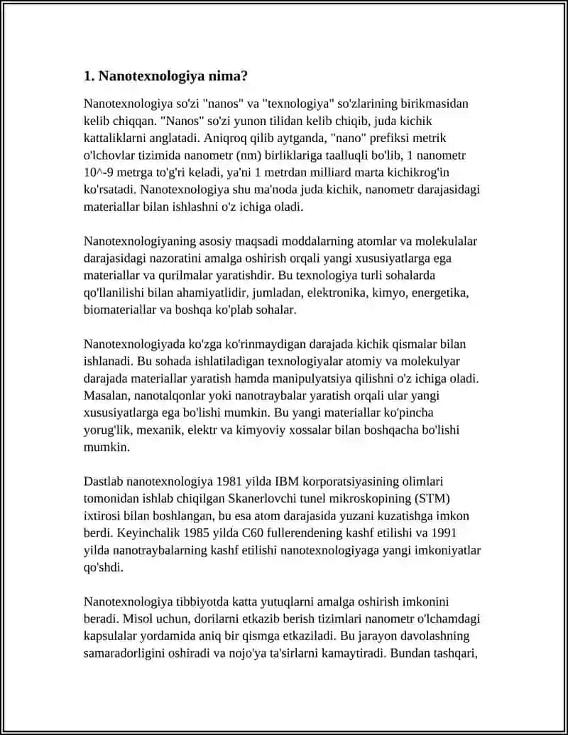 NANOTEXNOLOGUYALAR HAQIDA UMUMIY MALUMOT BERISH YARATISH VA RIVIJLANTIRISH 3