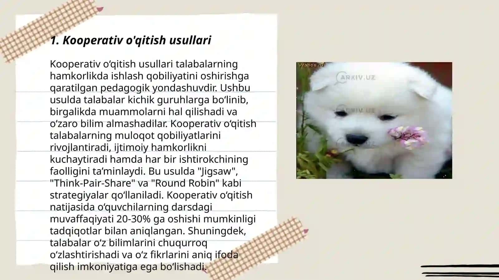 Kooperativ o'qitish usullari 3