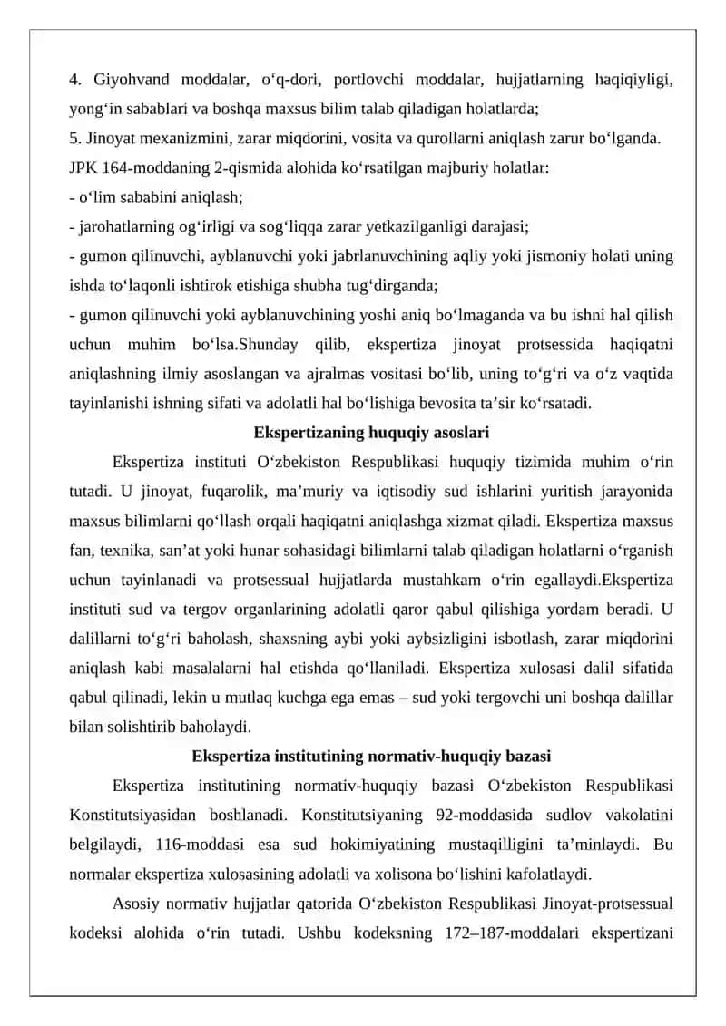 Ekspertiza tayinlash asoslari va o’tkazilish tartibi 3