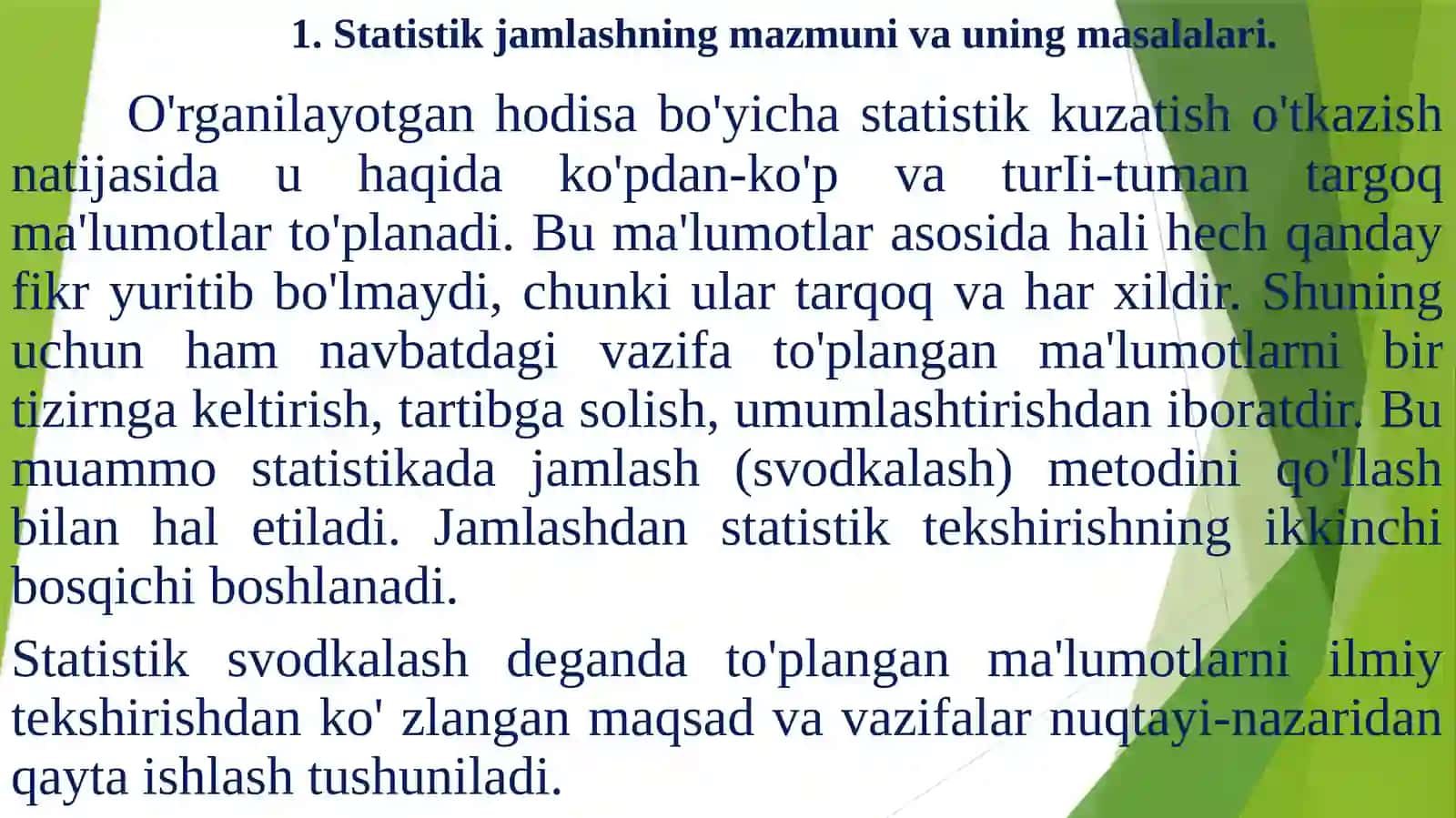 STATISTIK JAM'LASH VA GURUHLASH 3