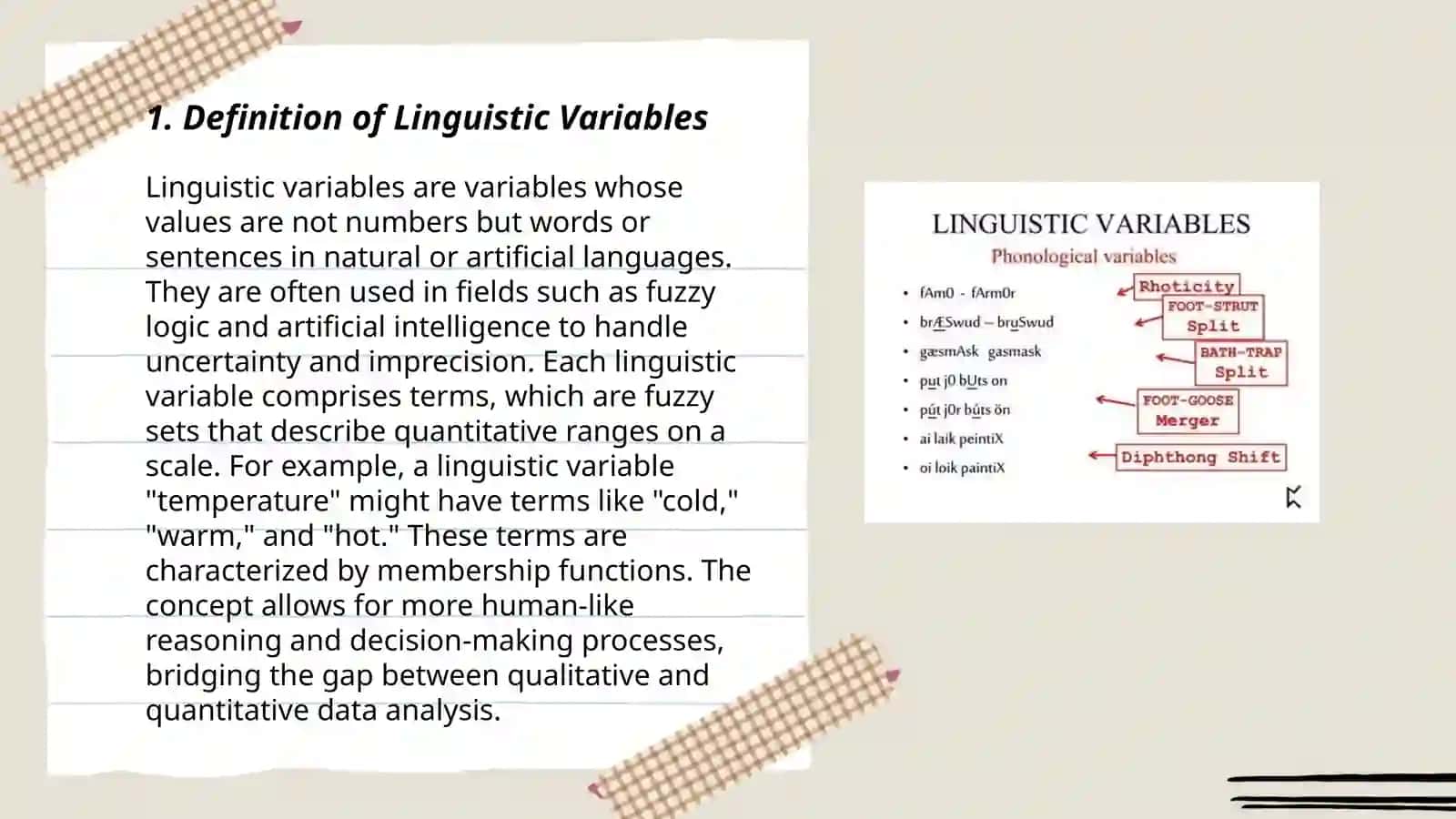 The linguistic variables 3