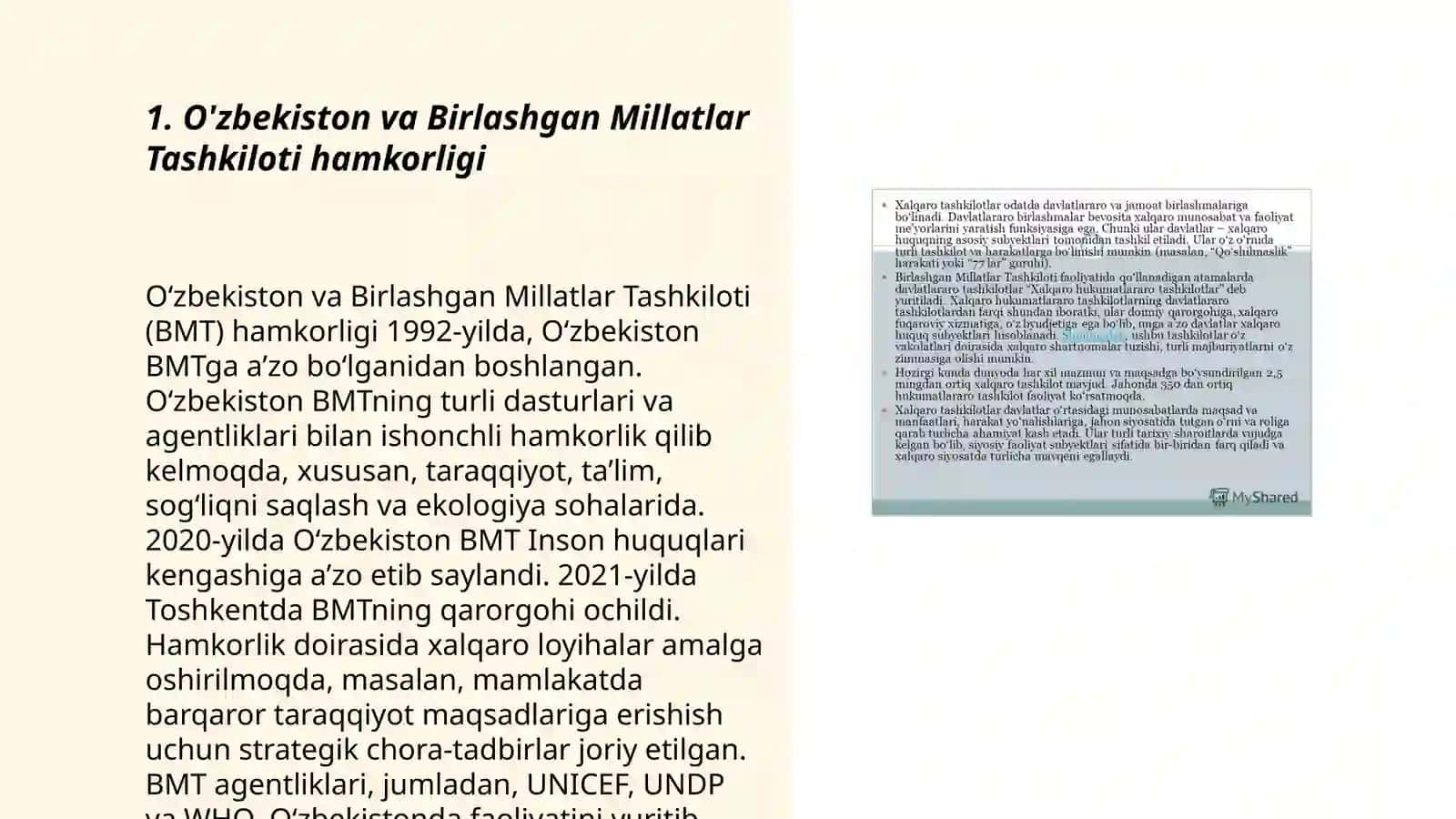O'zbekistonning xalqaro tashkilotlar bilan hamkorlik aloqalari 3