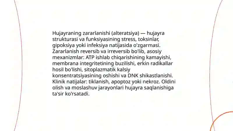 Hujayraning zararlanishi - alteratsiya 3