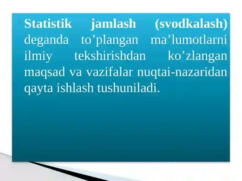 Statistikada jamlash va gruhlash 3