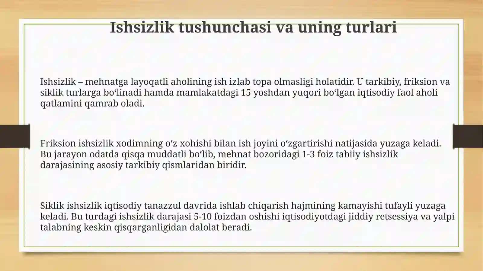 Ishsizlik darajalari va ularning iqtisodiyotga ta’siri 3