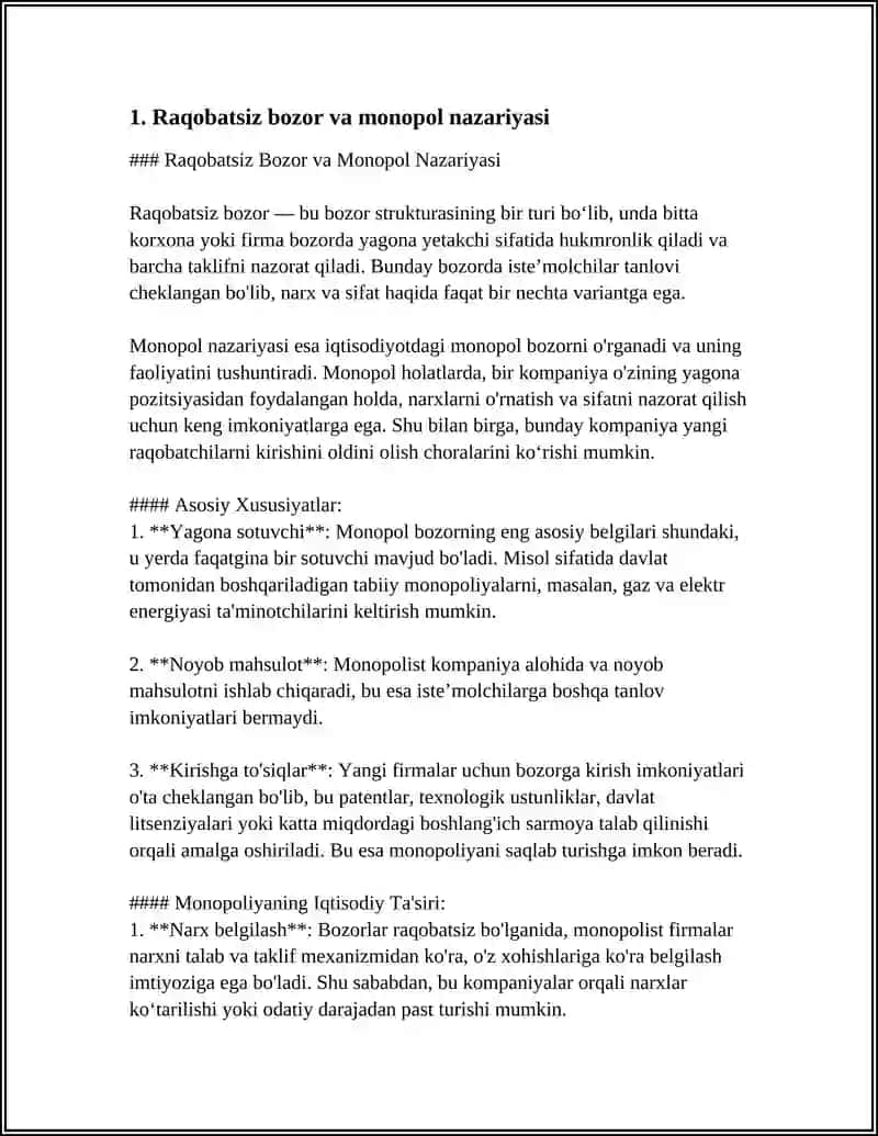 RAQOBATLASHMAGAN BOZOR SHAROITIDA MONOPOL NARX BELGILASH VA BOZOR HOKIMIYATI 3
