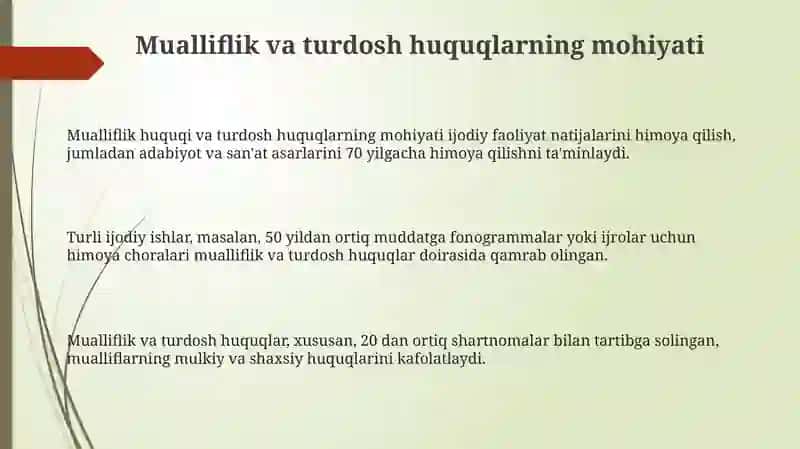 Mualliflik huquqi va turdosh huquqlarda mulkiy va shaxsiy nomulkiy huquqlar 3