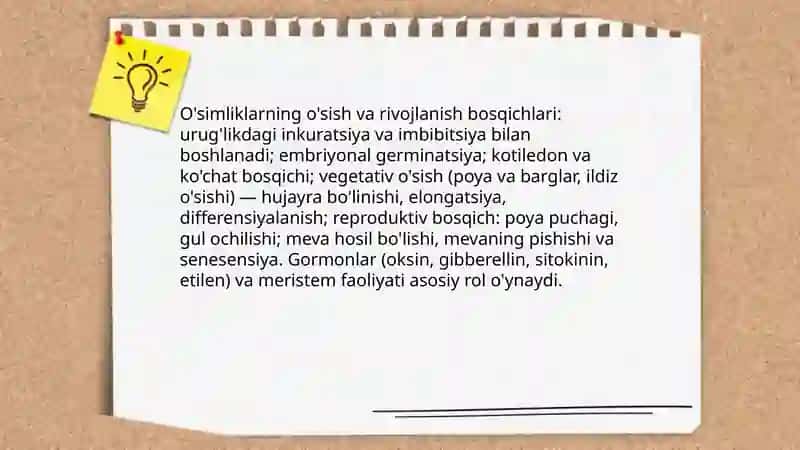 O'simliklarning o'sishi, rivojlanishi, hosili va uning sifatiga ta'sir qiladigan omillar 3