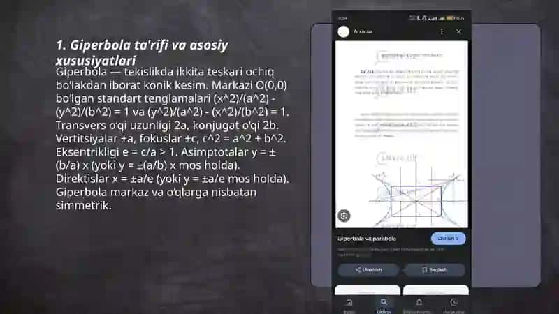 Giperbola tenglamasi. Giperbolaga doir misollar 3