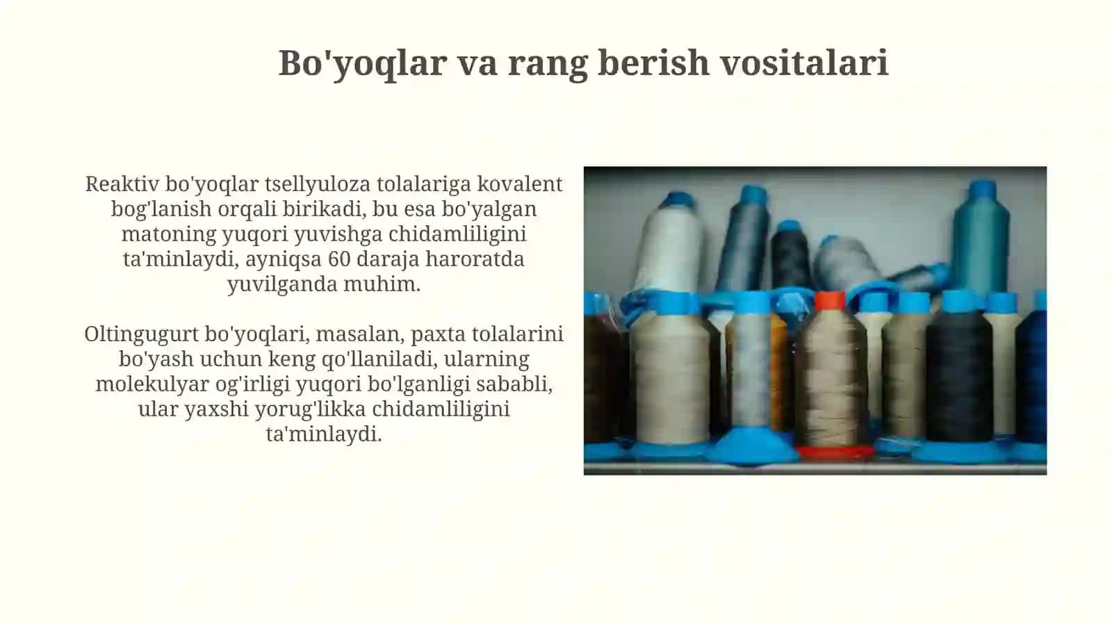 Tikuv iplariga ishlov berishda qo'llaniladigan moddalar 3