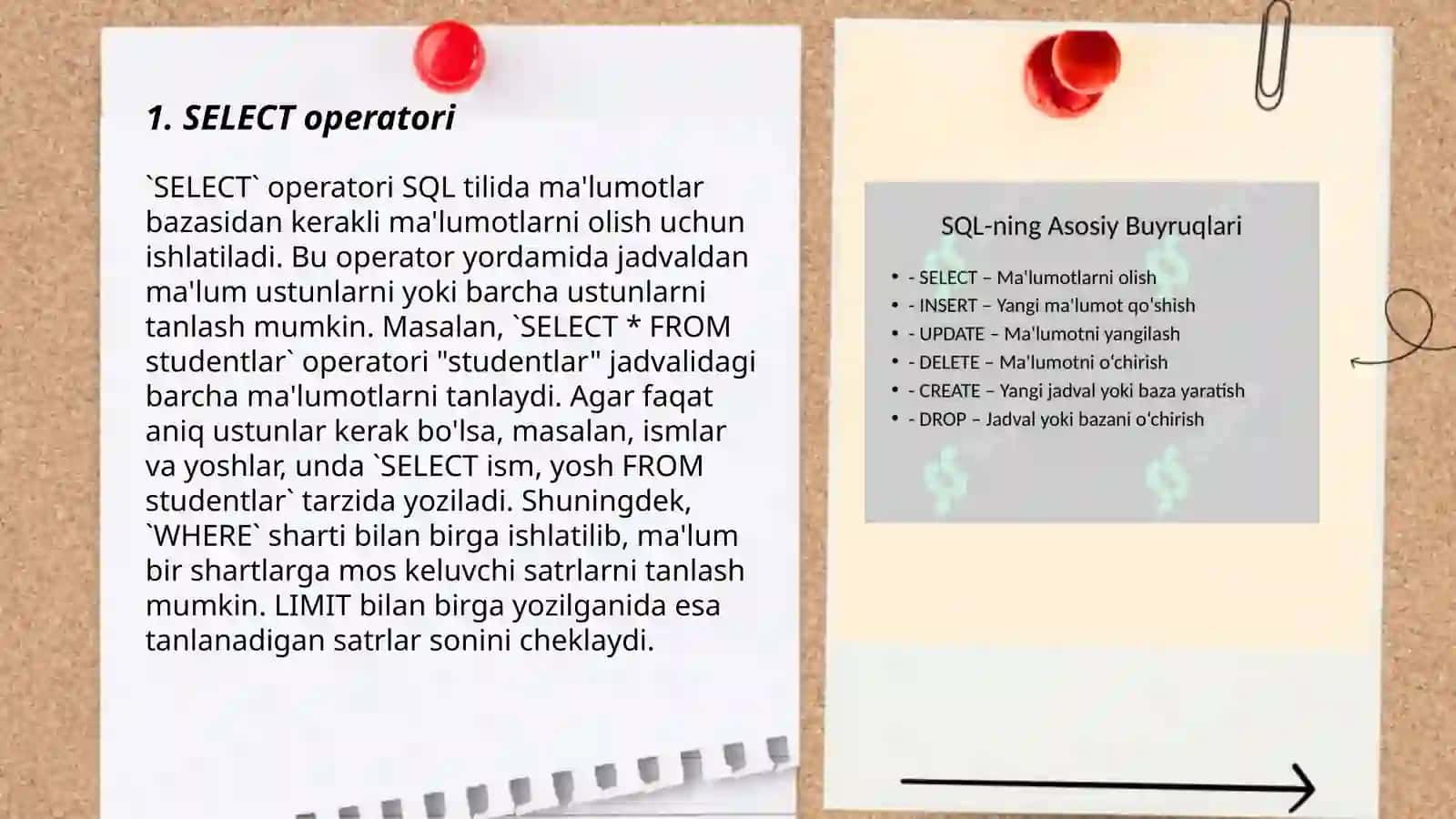 SQL tilida asosiy buyruqlar 3
