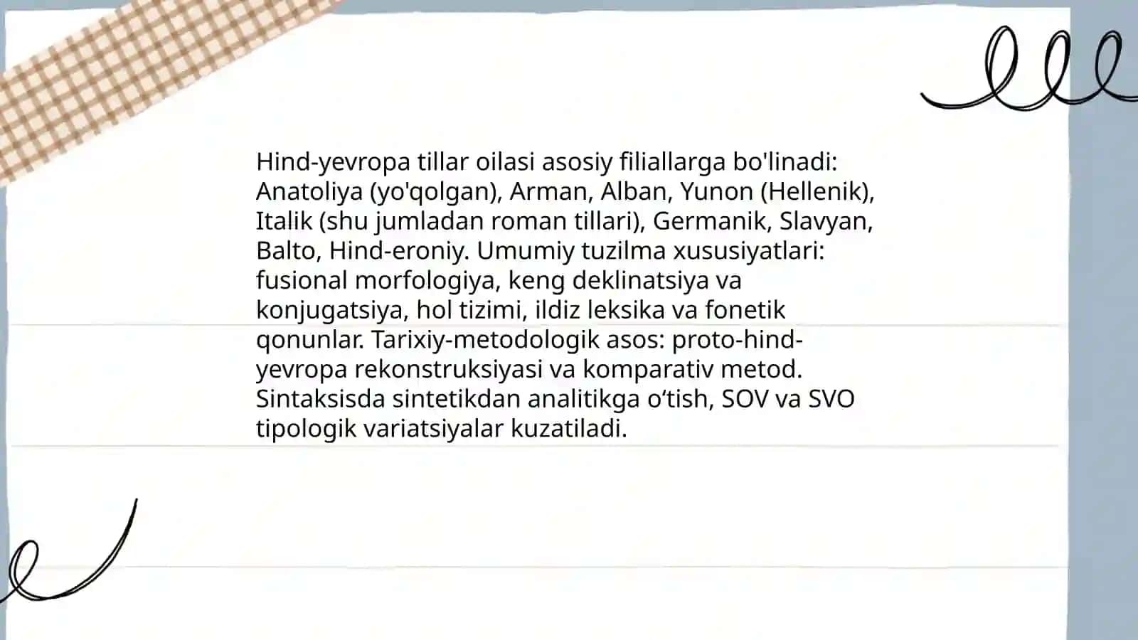 Hind-yevropa tillari oilasi. Roman tillari 3