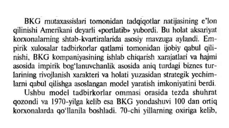 Bozor ulushi va o‘sish sur’atini taqqoslash Boston konsalting guruhi (BKG) modeli 3
