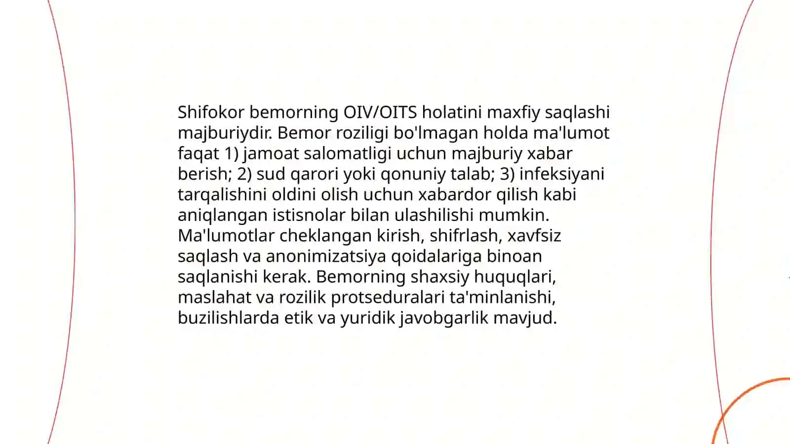 Shifokor va bemor oʻrtasidagi munosabatlarning deontologik jihatlari OIV bilan kasalangan va OITS bilan kasalangan bemor 3