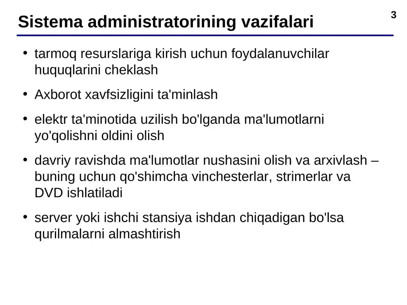 Tizim tarmoqlarini tashkil qilish 3