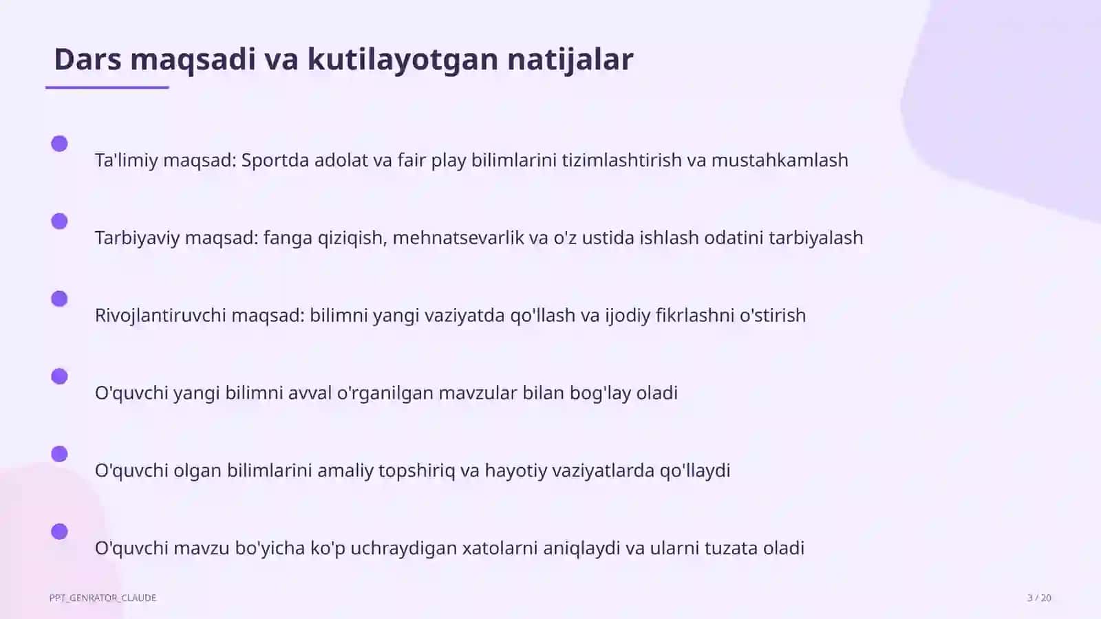 Sportda adolat va fair play (10-sinf) 3
