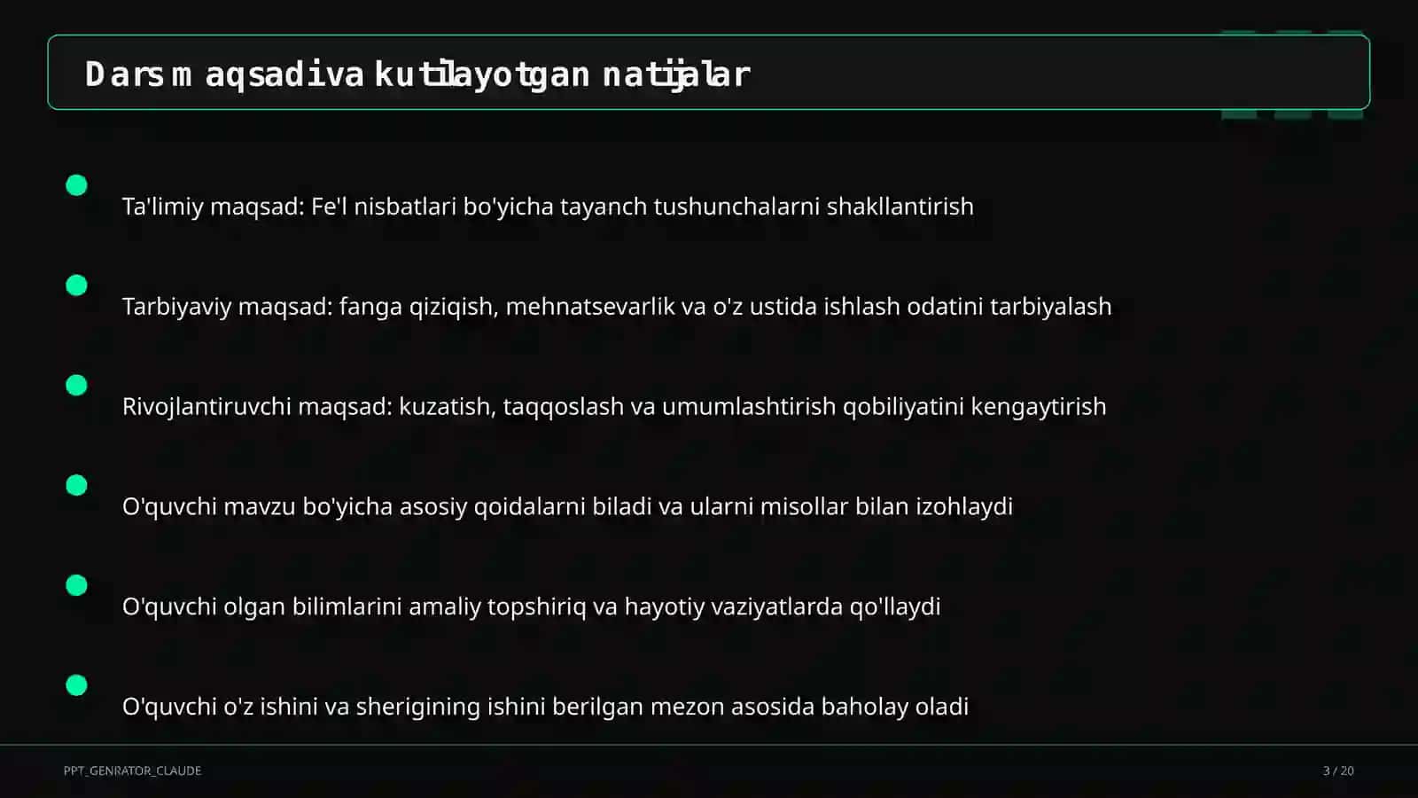 Fe'l nisbatlari (7-sinf) Ona tili (5– 11) - metodik birlashma uchun 3