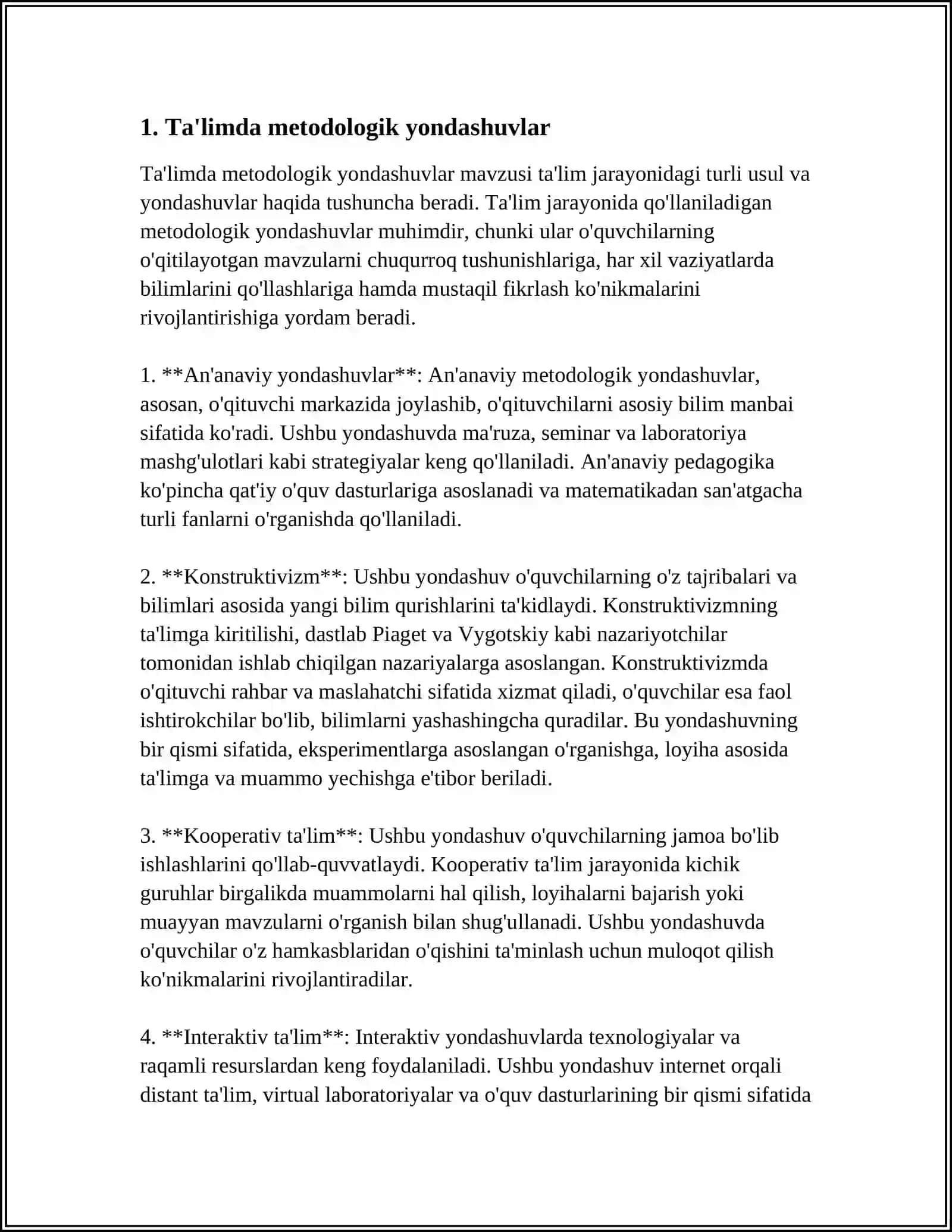 MUSTAQIL ISH Mavzu: TAʼLIM VA TARBIYA METODOLOGIYASI 3