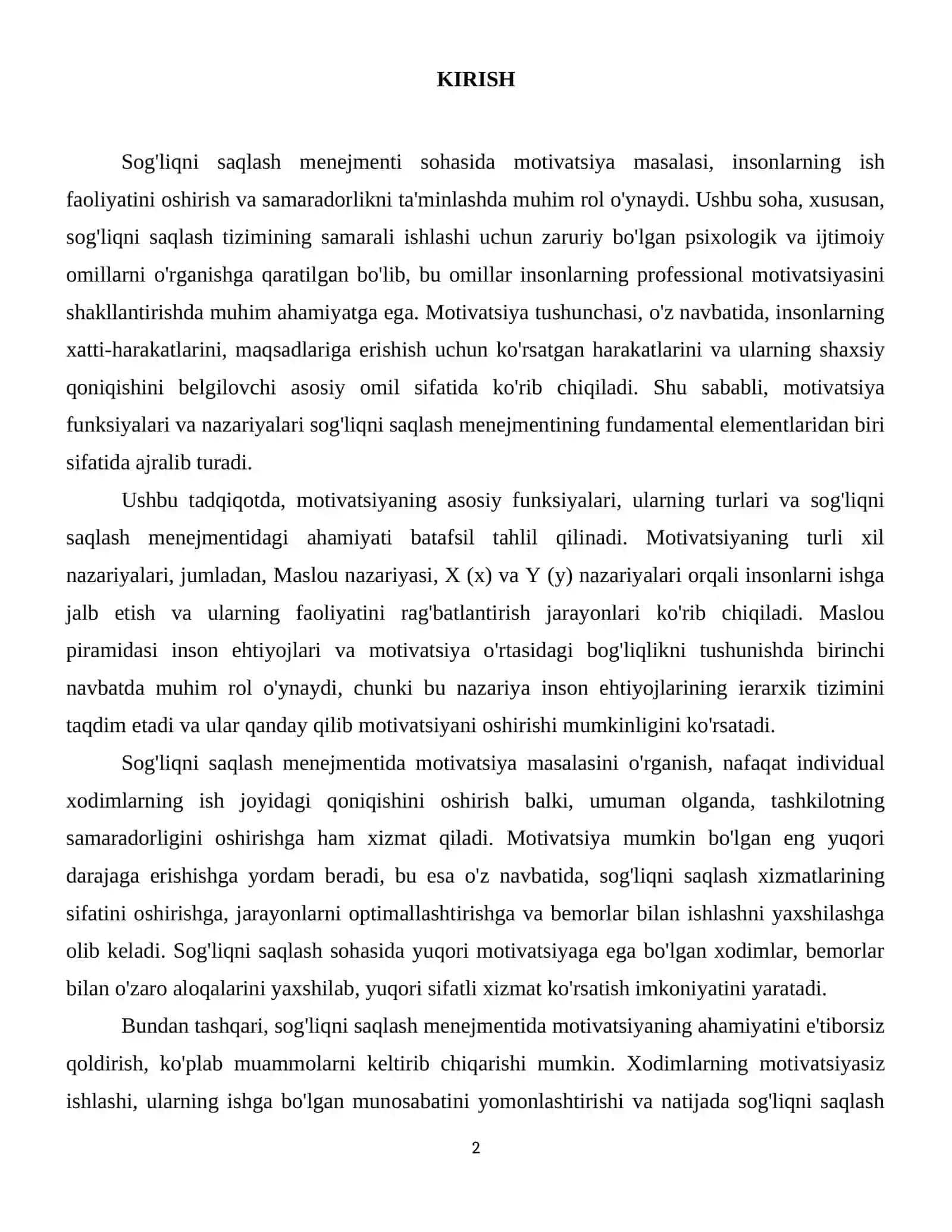 Motivatsiya funksiyalari va nazariyalari. Maslou nazariyasi va X(x), Y(y) nazariyalari 3
