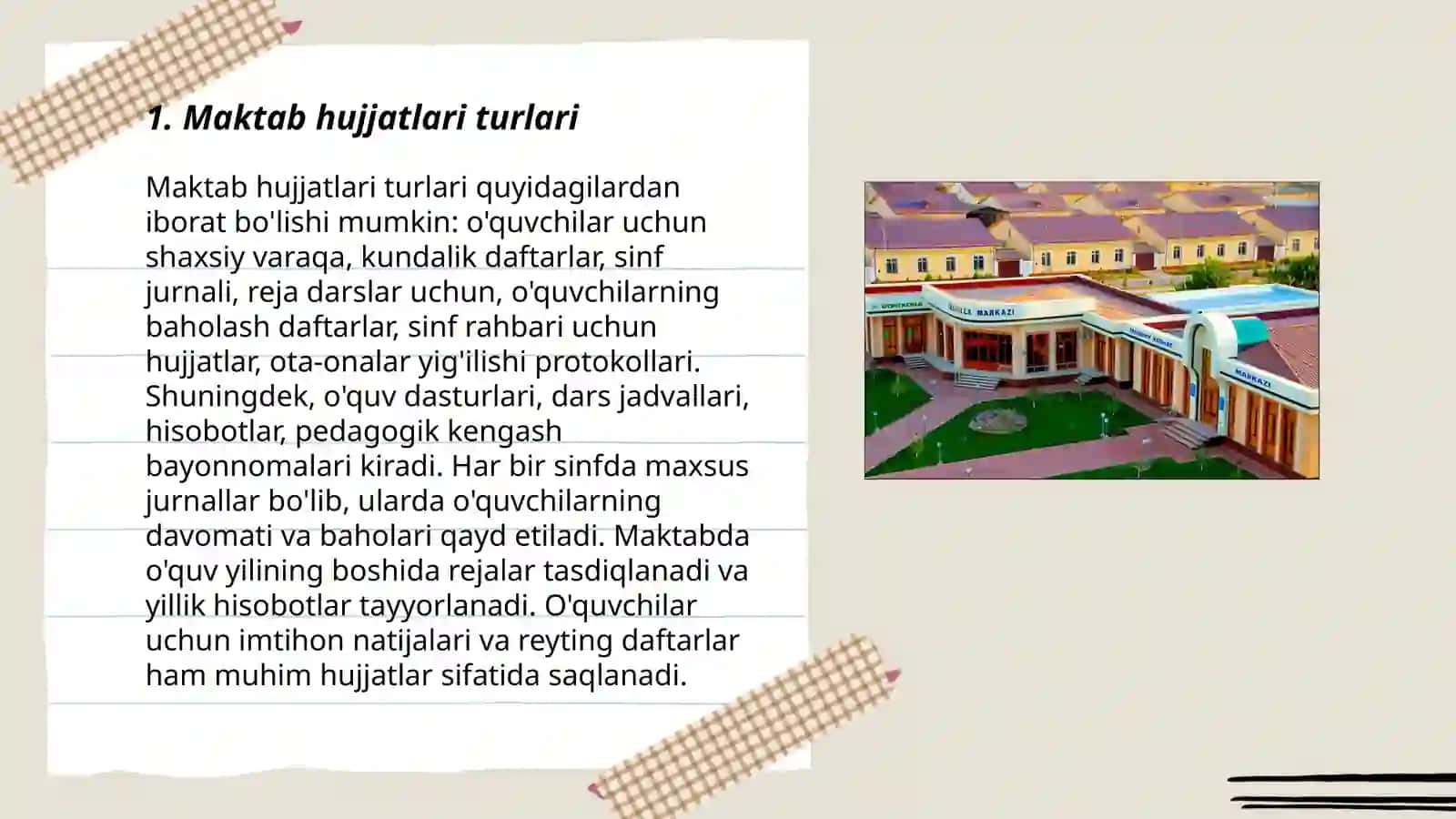Maktab hujjatlarini òrganish va tahlil qilish 3