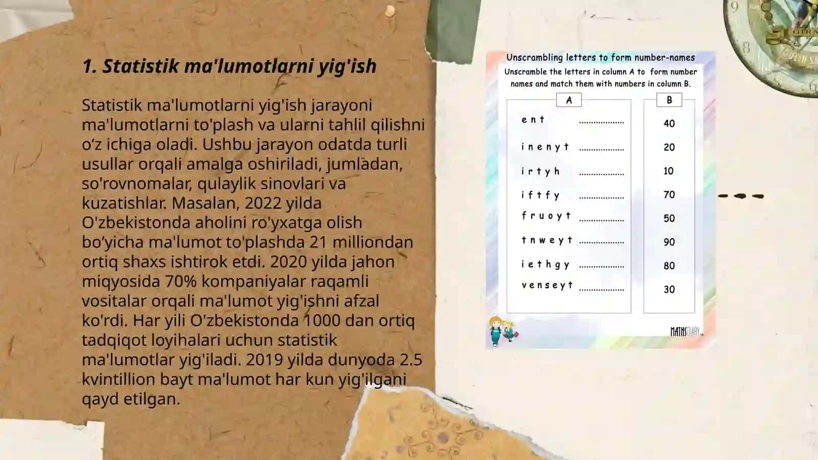 Matematik statistikani vazifalari. Poligon va gistogramma. Bosh va o‘rta qiymatlar 3