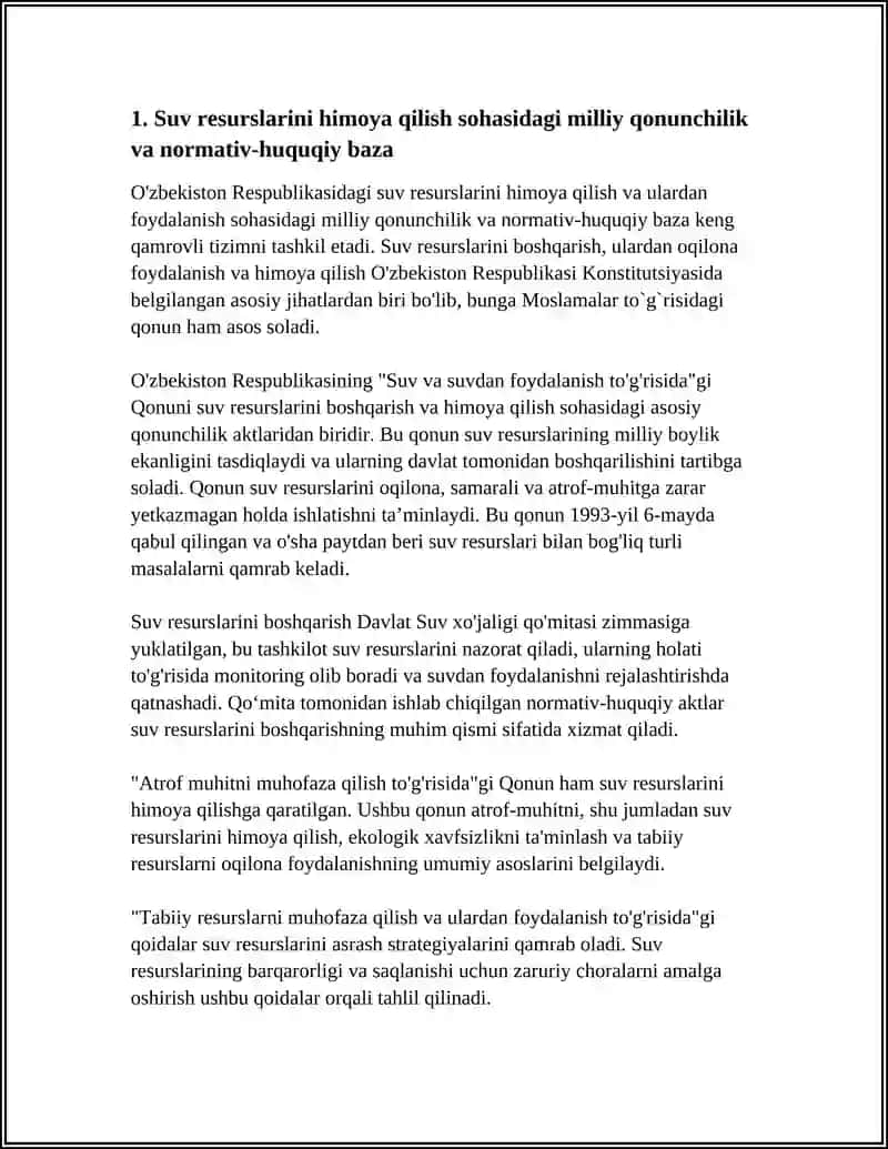 SUVLARNI HIMOYA QILISH VA UNDAN FOYDALANISHNING HUQUQIY HOLATI 3