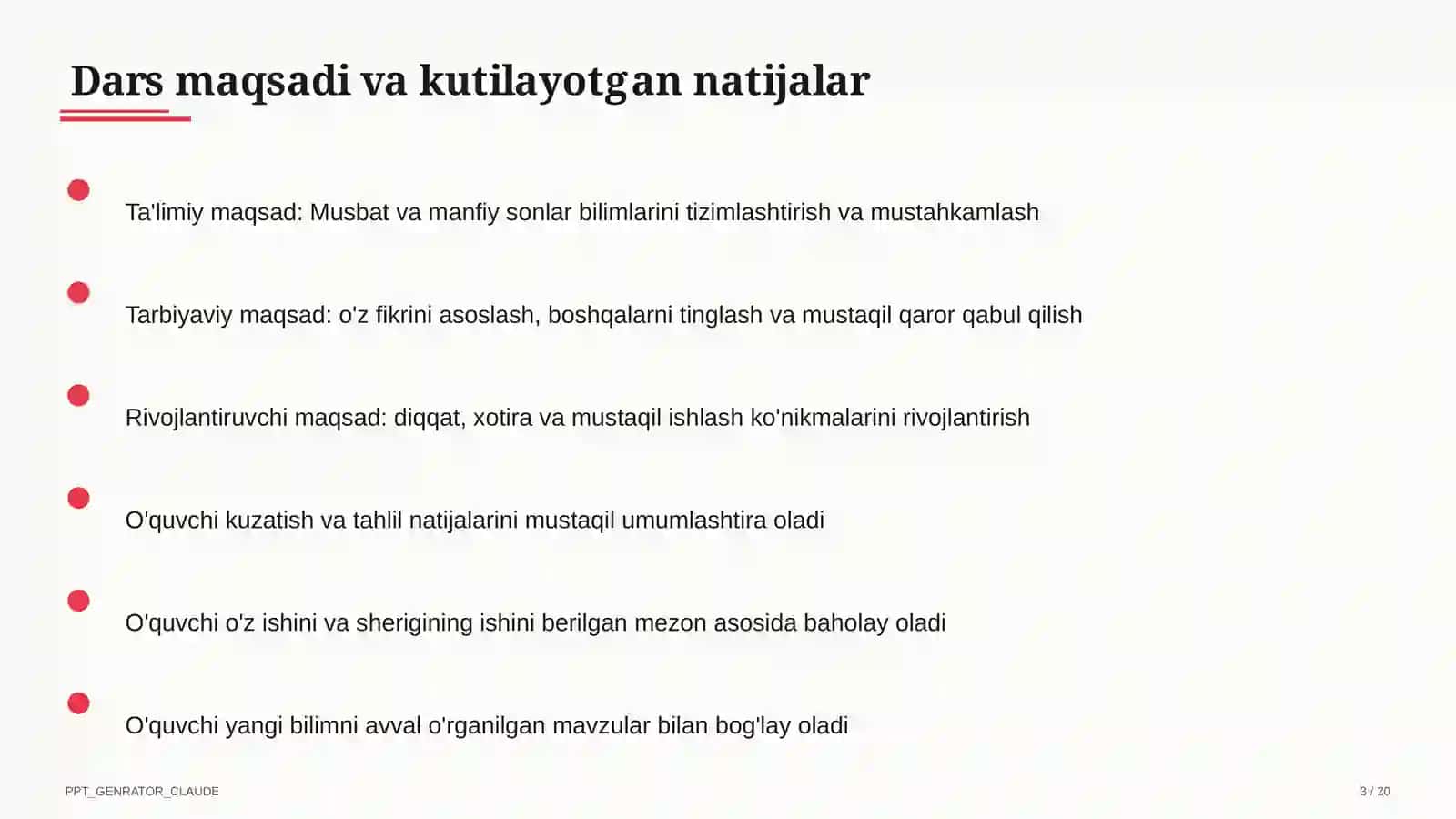 Musbat va manfiy sonlar (6-sinf) 3