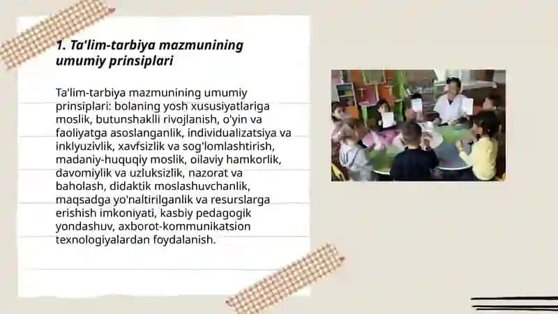 Maktabgacha ta'limda rivojlantiruvchi markazlar mazmuniga qoʻyiladigan talablar 3
