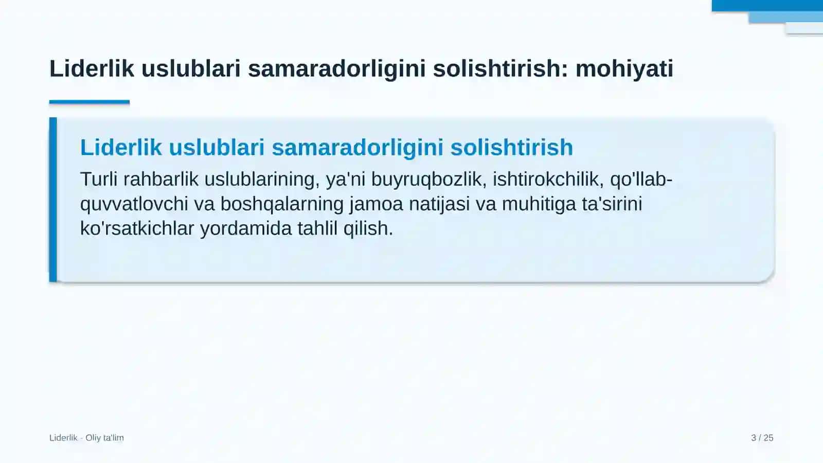 fermer xo'jaliklarida liderlik uslublarining samaradorligini solishtirish 2487 3