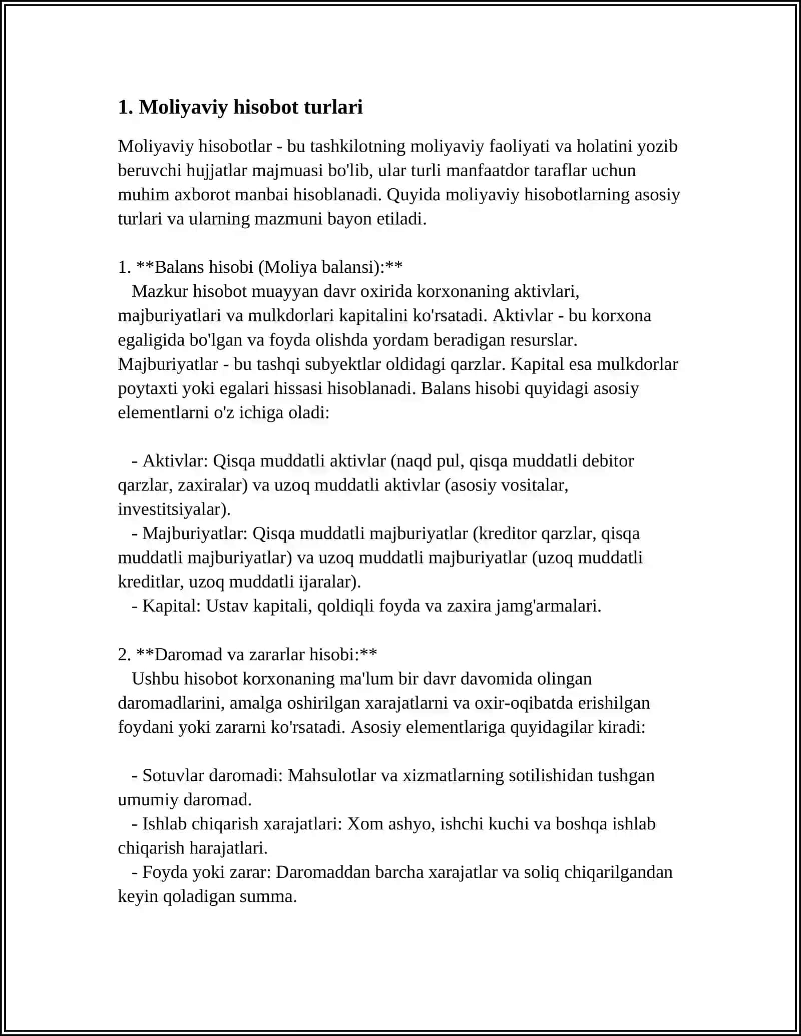 MOLIYAVIY XISOBOTLAR VA PUL OQIMLARI XAQIDA TUSHUNCHA 3
