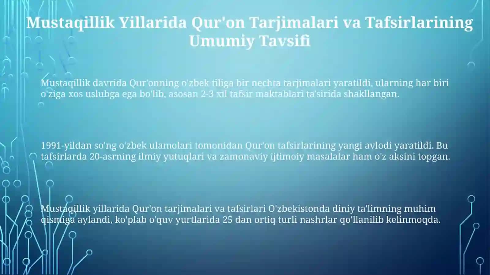 Mustaqillik yillarida Qur'onning o'zbek tiliga tarjima qilinishi va tafsirlari 3