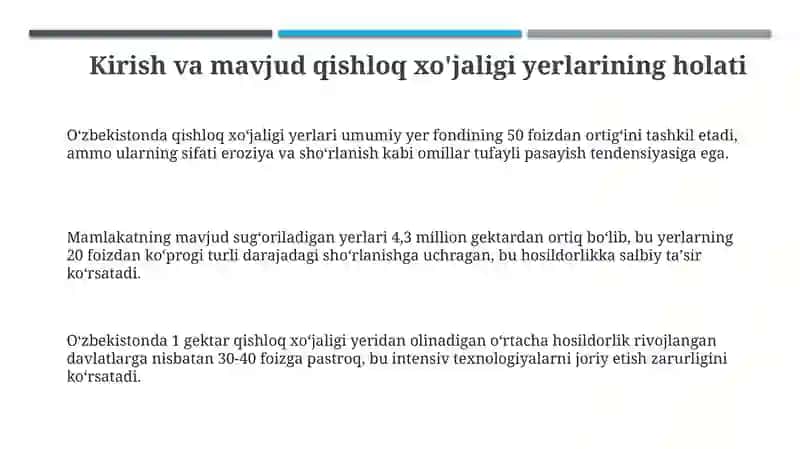 Qishloq xoʻjaligi yerlaridan unumli foydalanish 3