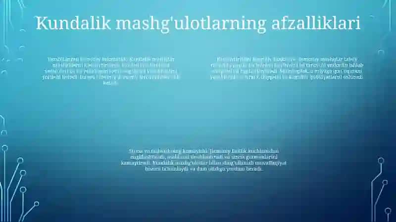 Talabalarning Kundalik Mashg'Uloti 3