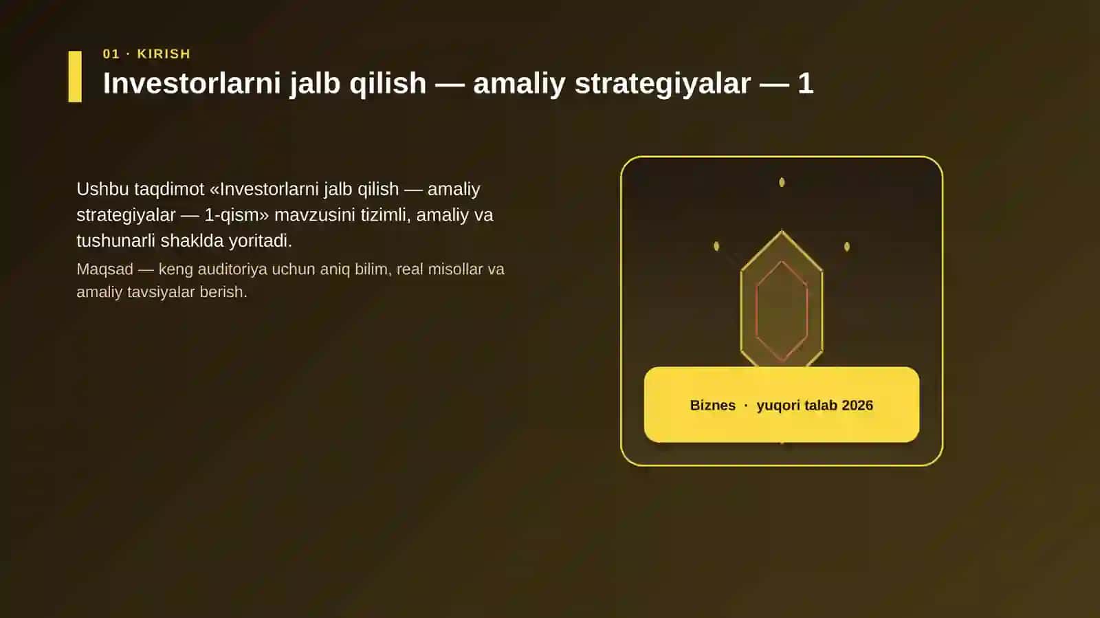 Investorlarni jalb qilish — amaliy strategiyalar — 1 3