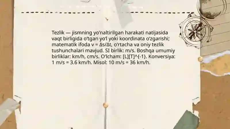 Tezlik, Oĝirlik Massa 3