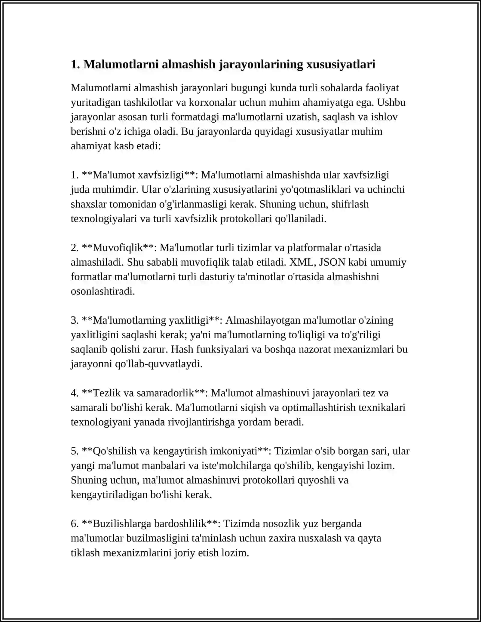 MALUMOTLARNI ALMASHISH JARAYONLARINING XARAKTERISTIKASI, MA‟LUMOTLAR ALMASHINUVINING APPARAT TA‟MINOTI. TARMOQ HIZMATLARI. TARMOQ TEXNOLOGIYASI 3