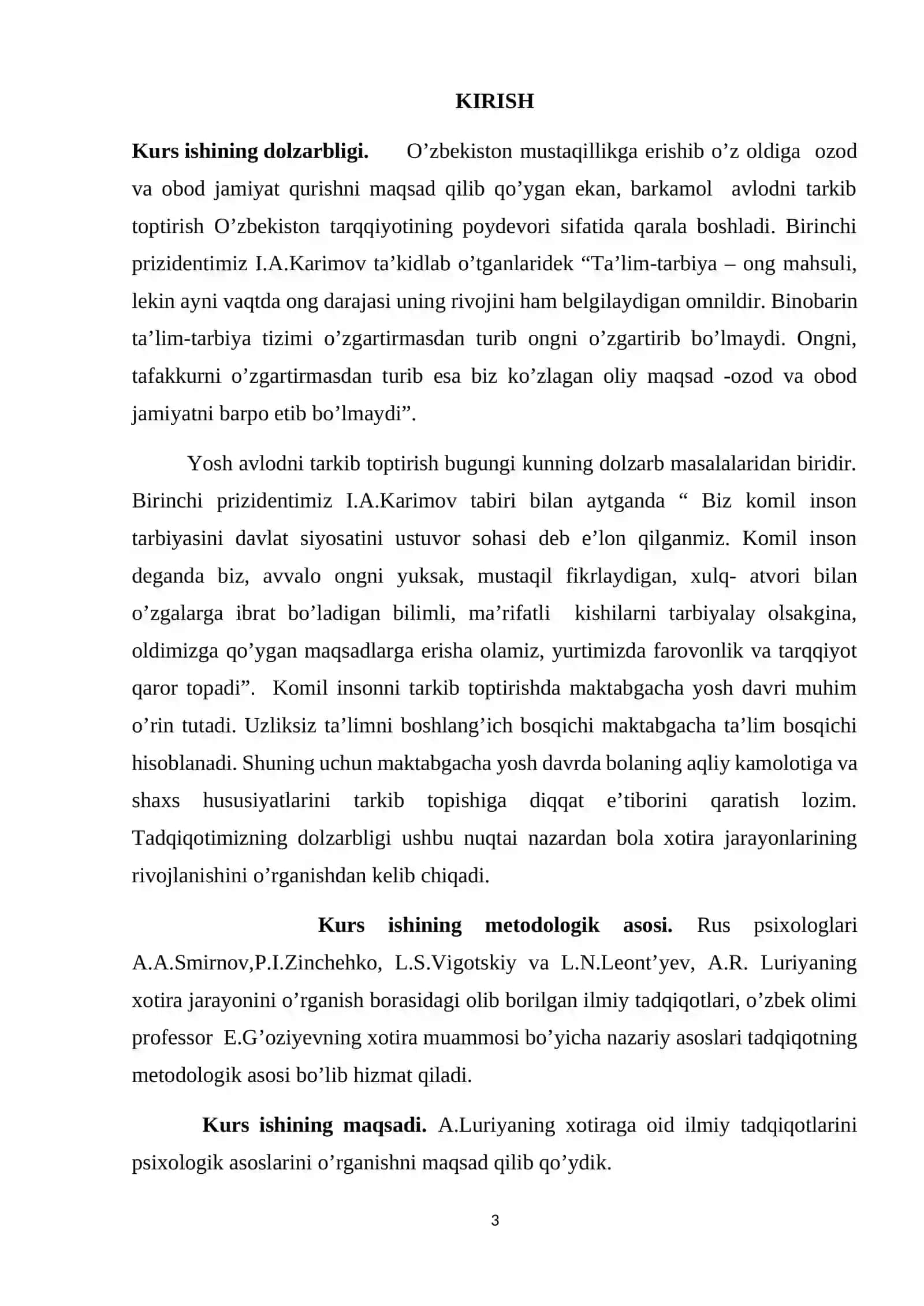 A. R Luriyaning xotiraga doir tadqiqotlari 3