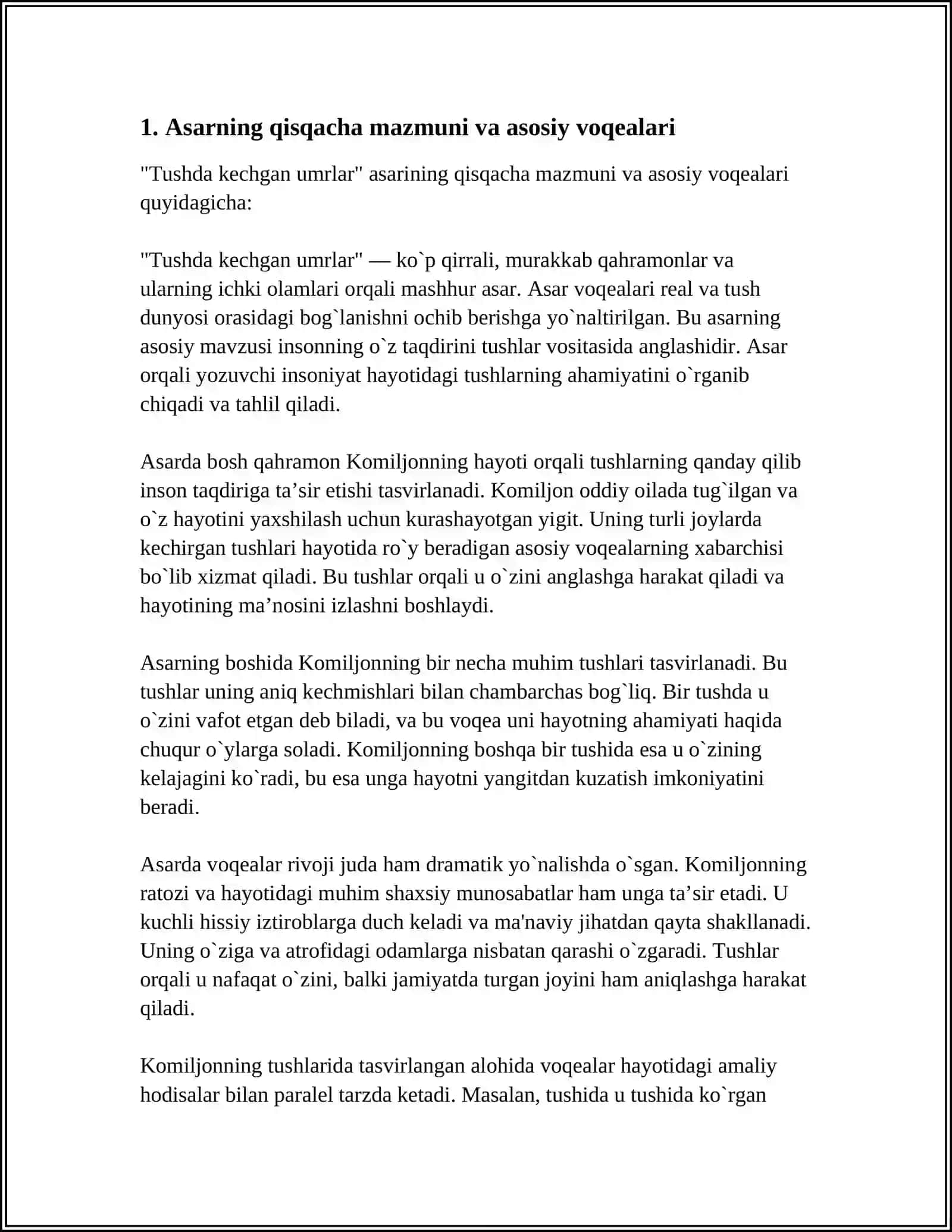 TUSHDA KECHGAN UMRLAR ASARINING ANNATATSIYASI 3