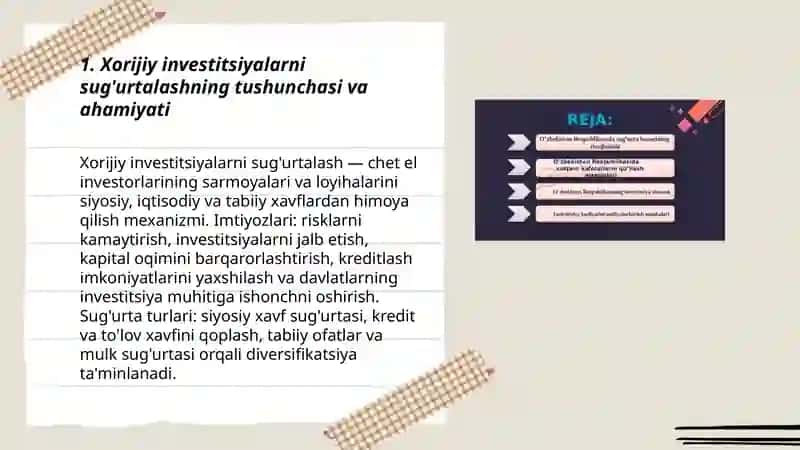 Xorijiy investitsiyalarni sug'urtalash va tavakkalchilik 3