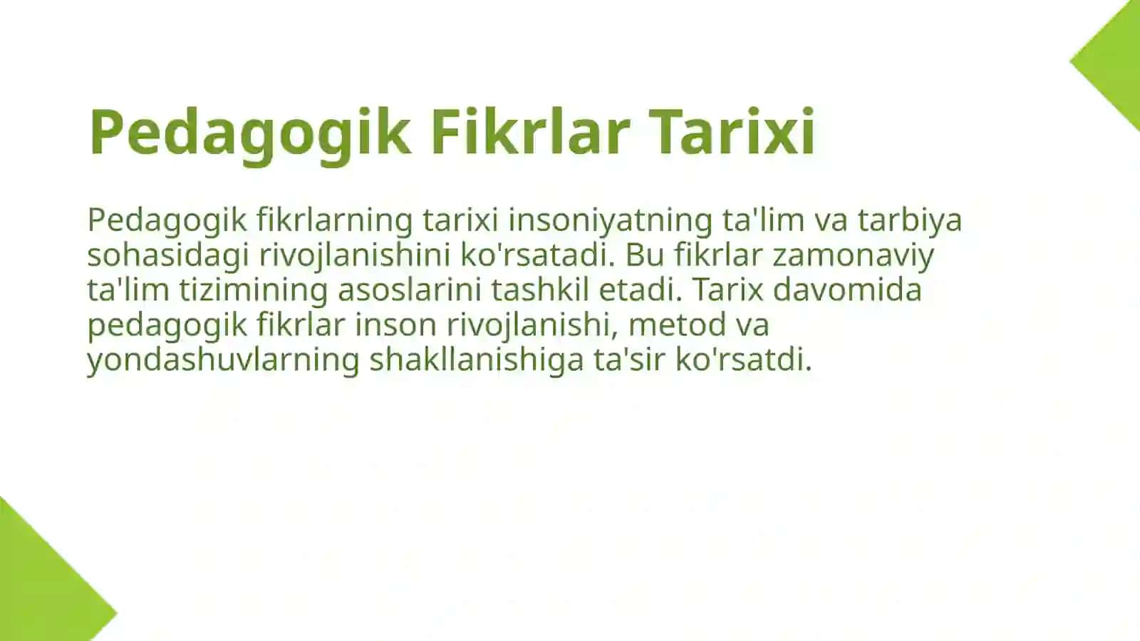 Pedaagogik fikirlar va maktablar tarixida oʻqituvchlar moxorati va masalalari 3