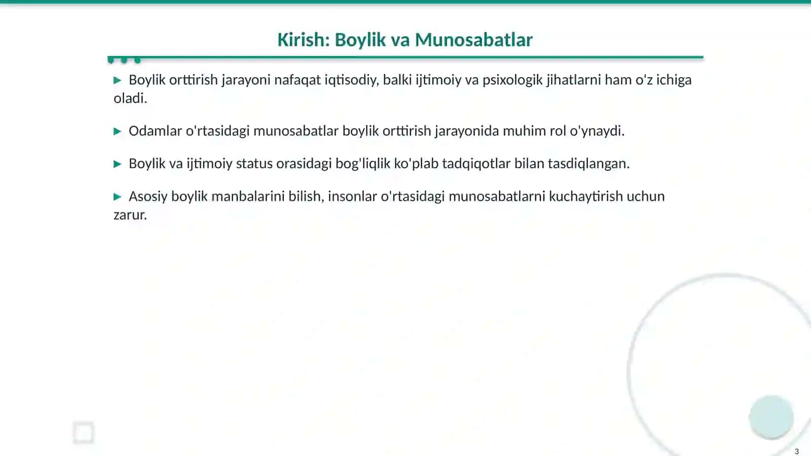 Asosiz Boylik Ortirish: Munosabatlar va Ta'sirlar 3