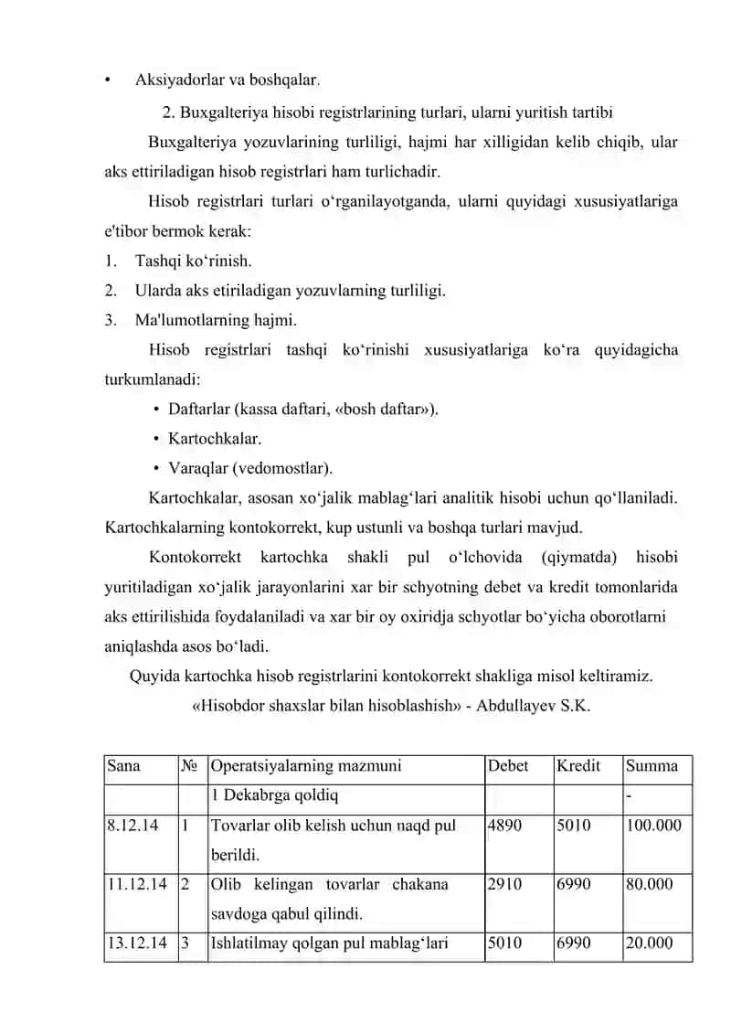 Buxgalteriya hisobi registrlari haqida tushuncha va ularning ahamiyati. 3