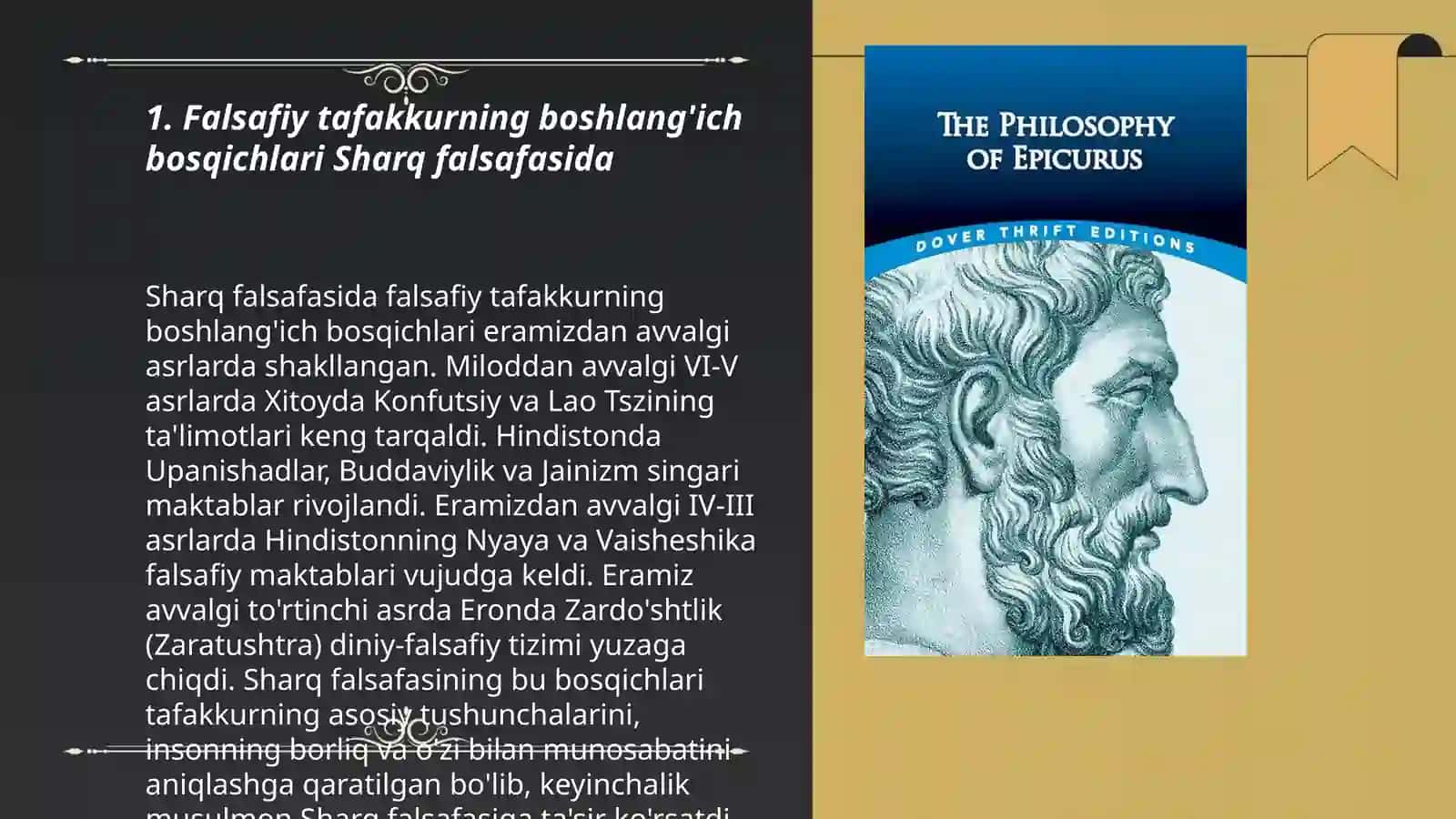 Falsafiy tafakkur taraqqiyoti bosqichlari.Sharq Falsafasi 3