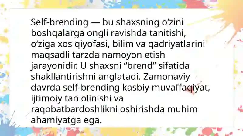Mustaqil ta'lim "Self-bradin va ijtimoiy tarmoqlarda shaxsiy imidj" 3