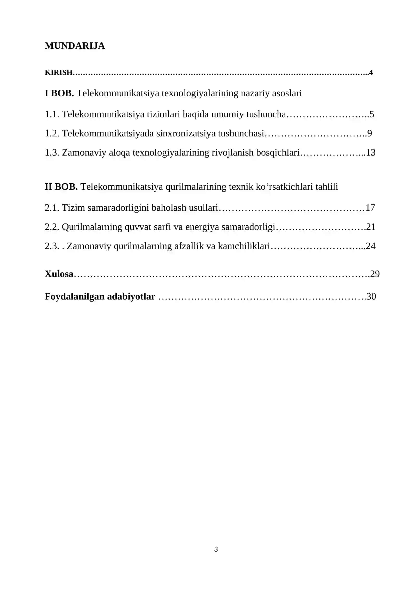 Telekommunikatsiya texnologiyalaridagi sinxronizatsiya, samaradorlik, quvvat, o‘lcham,og‘irlik,narxlarni o‘rtasidagi tafovutlalarni aniqlash 3
