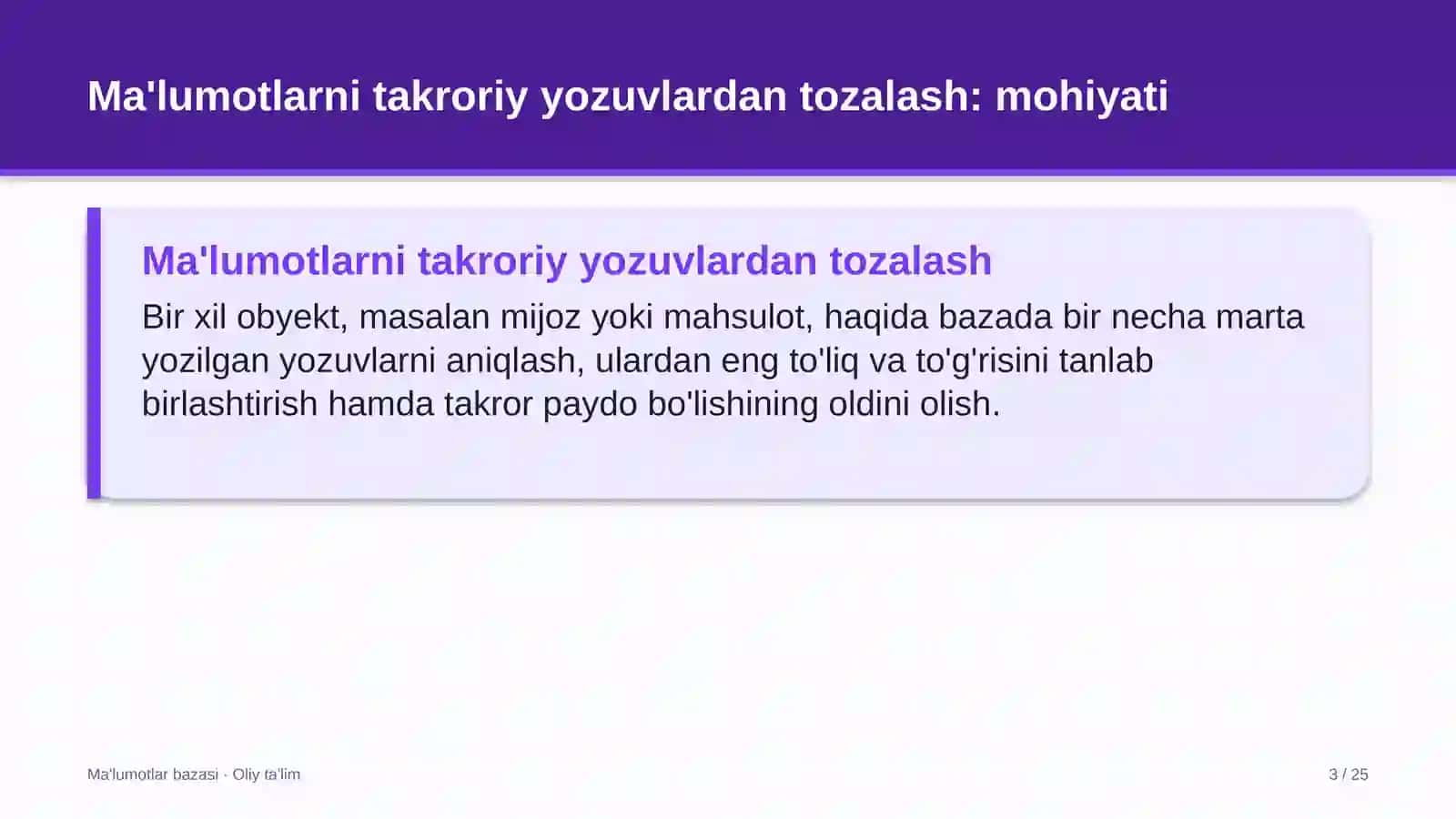 tom yopish ishlarida ma'lumotlarni takroriy yozuvlardan tozalash 9633 3