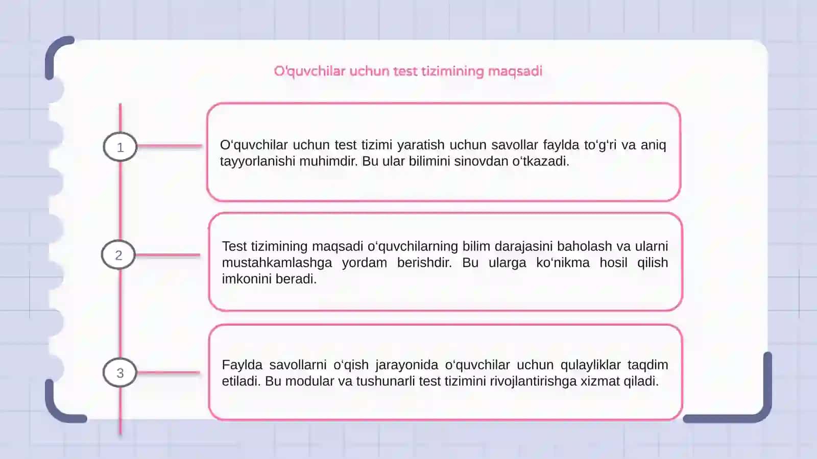 Test tizimi uchun savollar 3