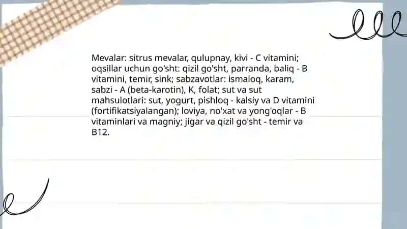 Vitaminlarning olinishi 3